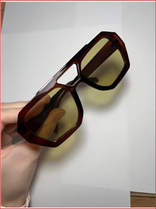 Trendy Oversized Aviator Sunglasses Retr 70s Pilot Thick Plastic Frame